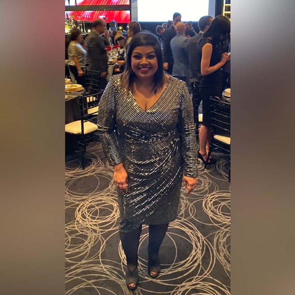 Laura Plus Mirror Sequin V-Neck Dress - Picture 5 of 5